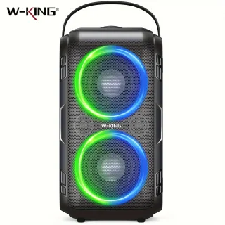 Caixa de Som Portátil W-KING T9-2 80W RMS Bluetooth Sem Fio com 4 Drivers (2*4.04'' Woofer), Som Potente de 105dB para Grandes Festas