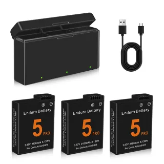 Bateria para dji osmo action 5 pro, baterias para câmera de ação, 3 espaços, carregador rápido, bateria de 2100mah para osmo 3 4 5 pro, acessórios