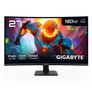 Monitor Gamer Curvo Gigabyte 27", Full HD, 180Hz, 1ms, FreeSync Premium, HDR Ready, Preto - GS27FC-SA