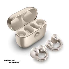 Fone de ouvido Sem Fio Moto Buds Loop Crystals by Swarovski Sound by Bose, Bluetooth, Uso confortável com clipe, Open-ear, OWS na cor Pantone - French Oak