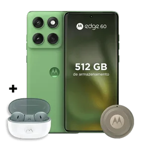 Kit Smartphone Motorola Edge 60 5G 512GB + Moto Buds 2 e Moto Tag 2 12 GB RAM+12 GB Ram Boost, Tela Quad-Curve moto AI 50MP Sony Camera Ultrarresistência Militar IP68 + IP69 - Verde
