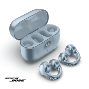 Fone de ouvido Sem Fio Moto Buds Loop Crystals by Swarovski Sound by Bose, Bluetooth, uso confortável com clipe, open-ear, OWS na cor Pantone - Ice Melt