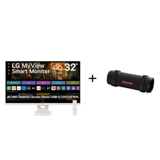 Monitor LG MyView Smart 32SR73U-W Tela UHD 4K 32" + Caixa de Som Bluetooth LG xboom Grab by will.i.am - East LA - 32SR73.GRAB