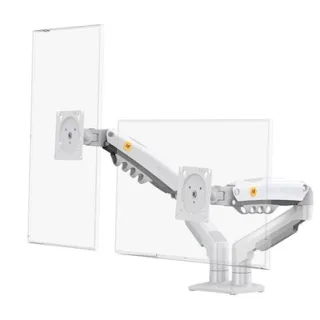 Suporte de Mesa Articulado para 2 Monitores de 17" a 27" North Bayou, Ajustes com Pistão a Gás, Branco - F160-XE NB