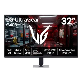 Monitor LG UltraGear™ - Tela VA FHD 32”, 144Hz, 1ms (MBR), AMD FreeSync Premium™, HDR10, sRGB 99% - 32G403B-B - 32G403B-B