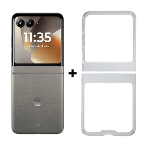 Kit Smartphone Motorola Razr 70 5G + capa protetora bumper 256GB - 8GB RAM+16GB Ram Boost, tela interna 6.9" e externa 3.6", extreme AMOLED, câmera 50MP, IP48 - Cinza
