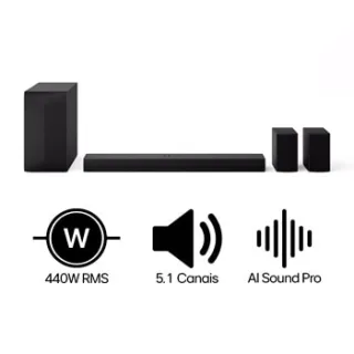 LG Home Theater Soundbar S60TR com alto-falantes traseiros e som surround com configuração de canais 5.1 - S60TR