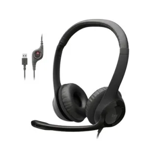 Headset com fio USB Logitech H390 com Almofadas, Controles de Áudio Integrado e Microfone com Redução de Ruído - 981-000014