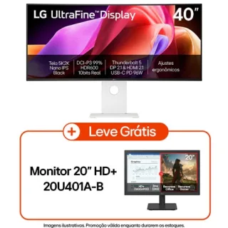 Monitor LG UltraFine 40U990A-W Nano IPS Black 5K2K WUHD 40", Thunderbolt™ 5, PD 96W, DisplayHDR™600, DCI-P3 99%(Typ.), USB-C, DP 2.1 - 40U990A-W