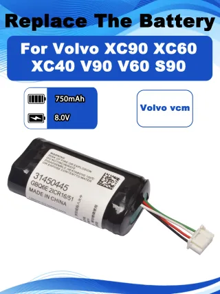 Bateria vcm de substituição bp15, 8.0v 750mah para volvo na chamada xc90 xc60 xc40 v90 v60 s90 vcm gateway s/n p0839arev.j 31450445 gbq6e
