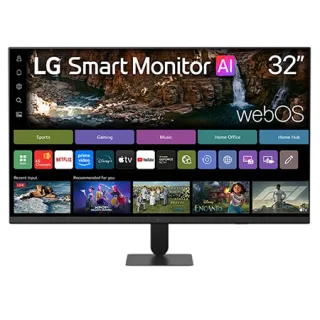 Monitor LG Smart - Tela VA de 32" 4K UHD, HDR10, WebOS 26, ThinQ, Wifi, Air Play, Screen Share, Bluetooth, USB, HDMI – 32U701SB-B - 32U701SB-B