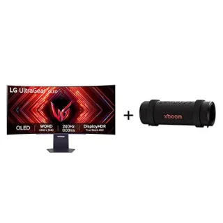 Monitor Gamer LG UltraGear OLED Curvo – Tela OLED 45” + Caixa de Som Bluetooth LG xboom Grab by will.i.am - East LA - 45GS95.GRAB