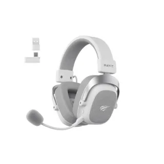 Headset Gamer Sem Fio Havit H2002D Pro, Drivers 53mm, 2.4GHz, P3, Microfone Removível, Branco - HVGMH-H2002d PRO-WG