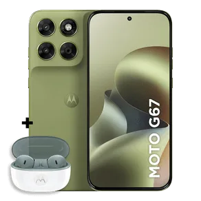 Kit Smartphone Motorola Moto g67 5G 256GB + Moto Buds 2 4GB RAM + 8GB RAM Boost, camera 50MP Sony Lytia 600, tela 1.5K extreme Amoled 120hz, ultrarresistente - Verde Claro
