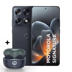 Kit Smartphone Motorola Signature 5G 256GB + Moto Buds 2 Plus 12GB RAM + 12GB RAM Boost, 3 cameras 50MP Sony Lytia e Zoom 100x, Tela 1.5K extreme Amoled 165hz - Preto