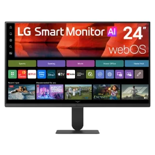 Monitor LG Smart, Tela IPS de 24”, FHD, WebOS 26, HDR10, ThinQ, Wi-fi, AirPlay, Screen Share, Bluetooth, 5ms (GtG), 120Hz, USB, HDMI - 24U511SB-B - 24U511SB-B