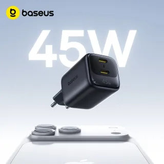 Carregador Rápido Baseus 45W para iPhone 17 16 15 Pro Max Samsung Xiaomi, Carregador PD GaN USB C Portátil para Celular