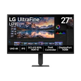 Monitor LG UltraFine™ U711 - Tela IPS UHD 4K 27", HDR10, DCI-P3 90%, Dual Controller, HDMI, DisplaPort, Preto – 27U711B - 27U711B-B